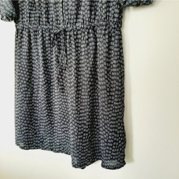 HILARY RADLEY Utility Sleeve Drop Waist Dress Navy Blue Tribal Geo Print Sz S - Picture 7 of 16